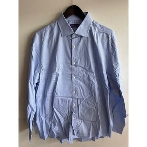 Ralph Lauren Men's‎ Light Blue Pinstripe Dress Shirt Made in Italy Size 17.5
